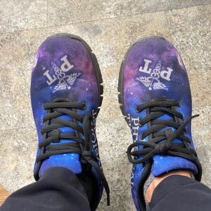 Galaxy Print Athletic Sneakers with PT Logo